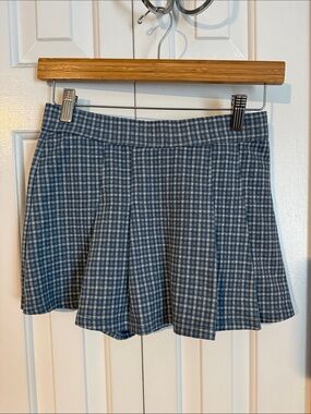 Girl’s Blue Plaid Pleated Mini Skort